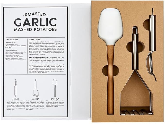 Santa Barbara Design Studio Kitchen Tools Set - Gift Boxed Cooking Essentials Kit, 3-Pieces, Mashed Potato Book Box