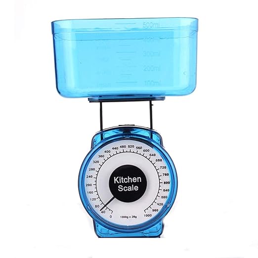 Kitchen Scale Food Baking Mechanical Dial Compact Bowl Cook Bake 1kg Vintage Retro Look Kitchen Food Mechanical Scale Tool Analog Dial Removable Bowl（Blue）