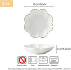 Porcelain Serving Dish,Ceramics Flower Relish Tray with Metallic Rim,Serving Bowls for Wedding,Party Perfect for Small Cereal, Pasta, Salad, Candy and Snacks White 6.6 inch (6.6 inch)