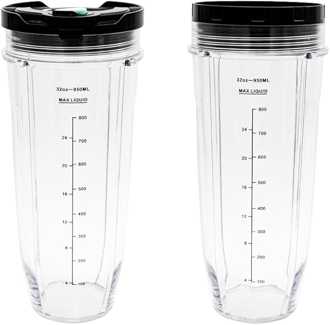 2 pcs 32ozCup with sealing lids and steam-release button Lid,Compatible with Ninja BN400, BN401,CL401A, CL405CO, CO351B, SS100,SS150,SS151,SS300,SS400,SS401,BN750,BN751,BN800, BN801, BN801C, DB751A