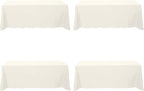 BRILLMAX 4 Pack Ivory Tablecloths for 8 Foot Rectangle Tables 90 x 156 Inch - 8ft Rectangular Bulk Linen Polyester Fabric Washable Cloth Cover for Wedding Reception Banquet Birthday Party