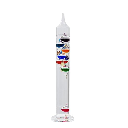 15 inch Galileo Thermometer with 7 Multi Colored Balls with Gold Tags from 60ºF to 84ºF Galileo Thermometer Gorgeous Gift for Family or Friends Present Home, Office Indoor and Outdoor Décor