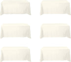 BRILLMAX 6 Pack Ivory Tablecloths for 6 Foot Rectangle Tables 90 x 132 Inch - 6ft Rectangular Bulk Linen Polyester Fabric Washable Cloth Cover for Wedding Reception Banquet Birthday Party