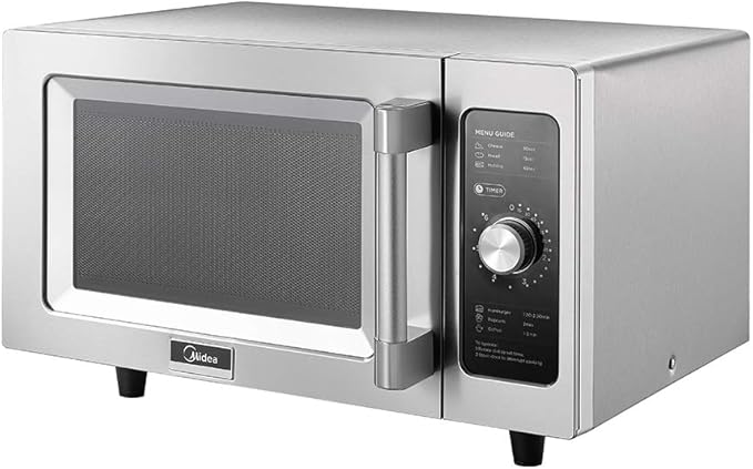 Midea Equipment 1025F0A Countertop Commercial Microwave Oven with Dial, 1000W, Stainless Steel, .9 CuFt
