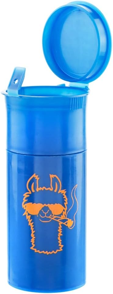 EZSPLITZ Cap & Crusher - 2-in-1 Herb Grinder with Extra Large Storage - Pop Art Edition (Blue)