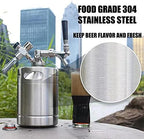 64OZ Mini Keg Growler, Pressurized Home Dispenser System with Self-Closing Design Faucet Keeps Carbonation and Fresh for Homebrew, Craft and Draft Beer