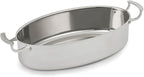 Vollrath Miramar 7 3/10 qt Oval Tri-Ply Stainless Steel Au Gratin Pan - 16"L x 9"W x 4"H