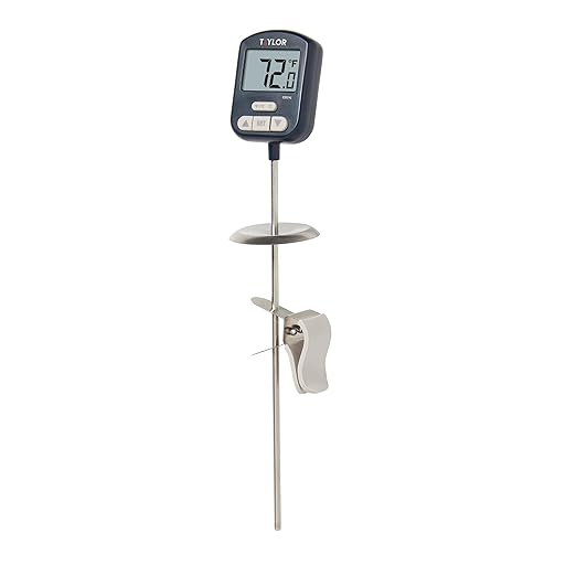 Taylor Digital Premium High Heat Resistant Candy Thermometer, Meat, Deep Fry, Brewing, and Craft Thermometer, with pan/Kettle Clip and Heat Shield, Backlit Display, and Includes 1 CR2032 Battery, Navy