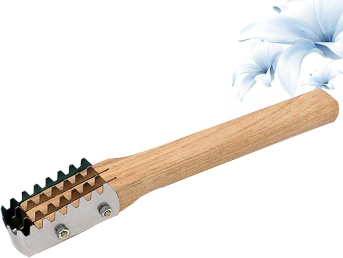 Amosfun Stainless Steel Fish Scale Shaver with Wooden Handle 10.03 Inch Seafood Tool for Fast Fish Skin Cleaning and Scale Removal Kitchen Gadget