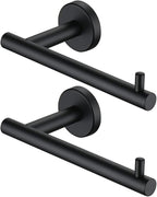 JQK Black Toilet Paper Holder, 5 Inch 304 Stainless Steel Thick 0.8mm Tissue Paper Dispenser, Matte Black Wall Mount 2 Pack, TPH100-PB-P2