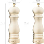 BILL.F Salt and Pepper Grinder Wooden Pepper Mill Grinder White Salt Pepper Shakers Set of 2 with Adjustable Ceramic Rotor- 7 Inch