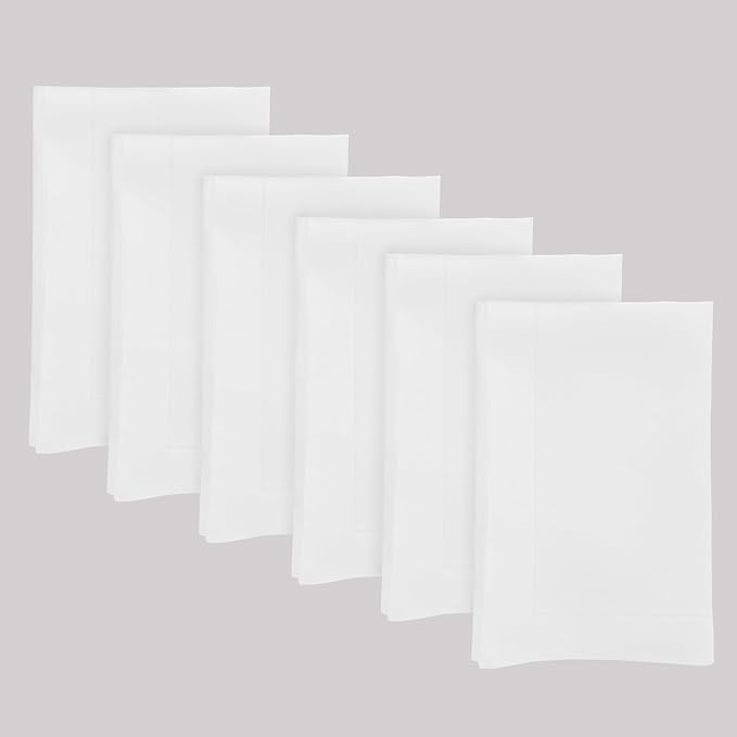 Solino Home White Linen Napkins Set of 6-100% Pure Linen Cloth Washable Dinner Napkins 20 x 20 Inch for Fall, Autumn, Halloween, Thanksgiving, Christmas, Holiday - Fete