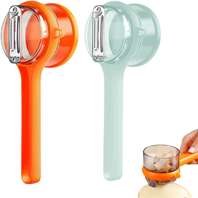 2 Pcs Peeling Knife with Storage Box, 2025 New Vegetable Peeler with Container, Kitchen Multi Function Veggie Peeler for Kids Adults, Fruit and Vegetable Peeling Knife with Catcher (Set)