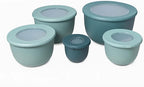 Wheat Straw Mixing Bowl Set with Lids - Green - Set of 10