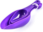 Double Ended Plastic Measuring Scoops & Spoons Set of 4 - Kitchen Scoops for Ice Flour Powder Spice Pet Food - Measuring Tools Great for Dry and Liquid Ingredients (Purple)