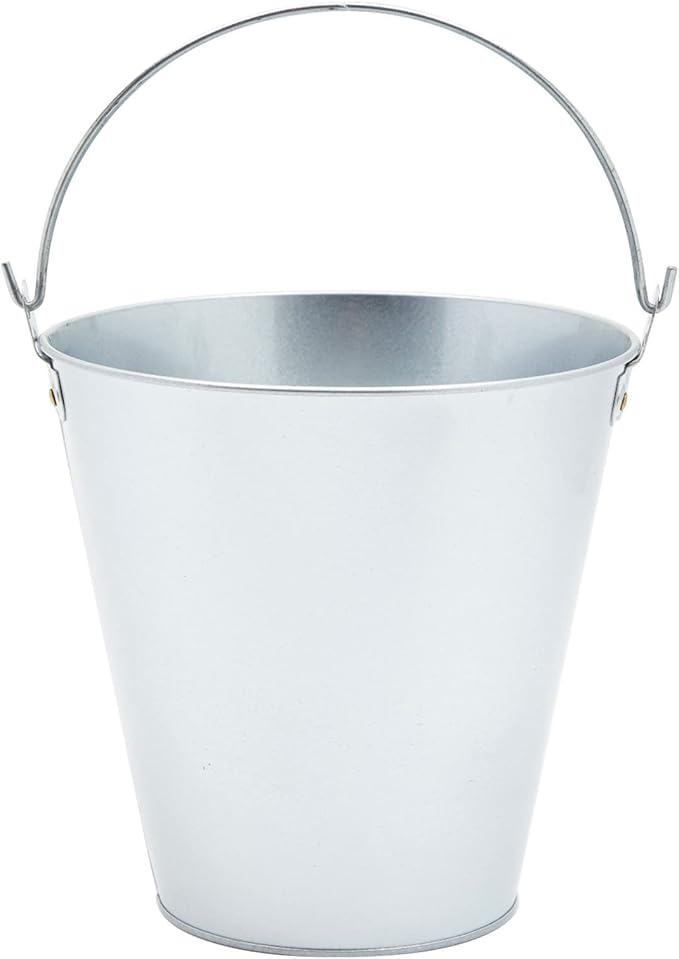 Juvale Metal Bucket - 6-Pack, 100 oz, 7 in Dia x 7.2 in H, Silver - Galvanized Buckets with Handles for Ice Tub & Beverage Tub