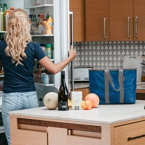 CleverMade EcoBasket Reusable Grocery Tote - Collapsible Storage Shopping Organizer - Heavy Duty Utility Bag Home