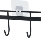 2 Pcs Kitchen Utensil Rack with 4 Adhesives - Adhesive Kitchen Utensils Hanging Rack Utensil Holder for Kitchen, Bathroom, and Bedroom(Black)