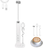 Rechargeable Milk Frother Handheld with 3 Detachable Stainless Whisks, 3 Speed Adjustable Drink Mixer, Mini Frother Wand for Coffee, Matcha, Protein Shakes, with Charging Base and Whisk Storage