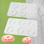 6-Cavity Flower Shape 3D Silicone Mold for Baking Cakes Mousse Dessert Pastry Mold Cake Decoration Cheesecake Ice Cream Mould (Cloud Flower M_11.84 X7 X0.32 inch)
