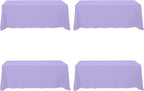 BRILLMAX 4 Pack Lavender Tablecloths for 8 Foot Rectangle Tables 90 x 156 Inch - 8ft Rectangular Bulk Linen Polyester Fabric Washable Cloth Cover for Wedding Reception Banquet Birthday Party