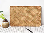 4 Pack Rectangular Woven Placemats, Natural Seagrass Place Mats, 17" x 12", Rattan Wicker Table Mats for Dining Table