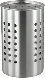 FABULETTA Stainless Steel Utensil Holder for Kitchen Countertop, Cutlery Drainer Rack with Drain Hole, Rust-Resistant Vertical Organizer Stand for Spoons and(Silver Medium)