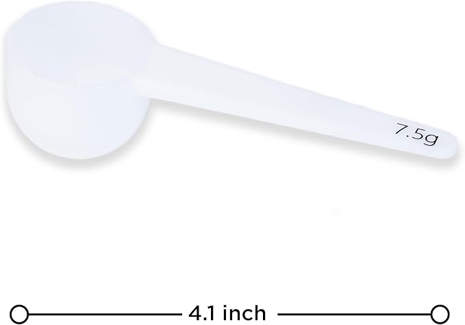 Measure spoons | measuring spoons set of 6 | exact dosing 3 gram scoop, 5 gram scoop, 7,5g, 10g, 15g, 30g | kitchen measuring set for powder and liquids | plastic medicine spoon and cups
