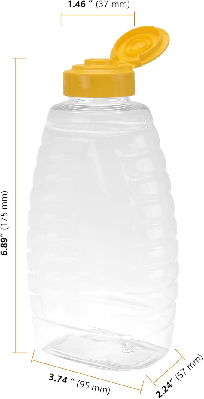 SEUNMUK 30 Pack 16oz Clear Plastic Honey Bottles, Honey Squeeze Bottle, Honey Dispenser with Flip Top Lids For Storing and Dispensing