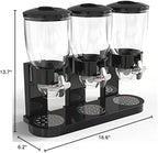 Triple Food Dispenser - Easy To Use Dry Food Dispenser Perfect As A Candy, Nuts, Rice, Granola, Cereal Dispenser & More - Dispensing 1 Ounce Per Twist And Preserving Freshness For Fun, Easy Serving.