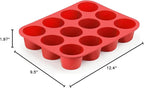 Silicone Muffin Pan, 12-Cup Non-Stick Popover Baking Tray for Muffins, Brownies, Yorkshire Puddings, Red, 12.4 x 9.5 Inch, Set of 2