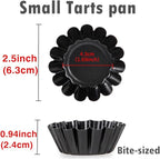 12-Pack 2.5 Inch Nonstick Mini Tart Pans Fluted Side for Pies Pan Round Deep Quiche Mold Heavy Duty Carbon Steel Baking Cupcake Egg Tarts Mousse Cakes Fruit and Desserts Molds for Oven