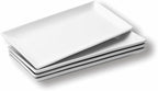 WishDeco Ceramic Serving Platters Set of 4, Rectangle Serving Trays 12 inch, White Serving Plates, Long Platter for Cake, Steak, Sushi, Appetizer