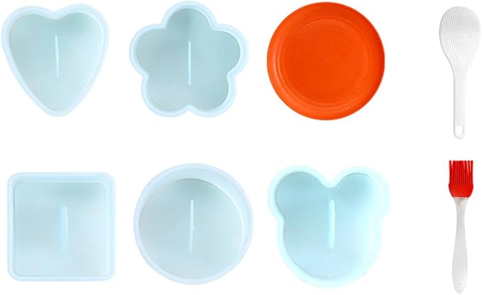 Blue Onigiri Mold Set, 8 PCS Musubi Press Mold Kit for Lunch Bento and Home Party DIY, Non Stick Rice Ball Sushi Molds for Kitchen Family Food Lovers Gifts Christmas