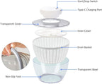 Electric Salad Spinner,4.5L Type-C Rechargeable Lettuce Spinner Automatic Salad Rotator Lettuce Washer and Spinner Dryer for Salad Greens, Lettuce, Fruits and Vegetables (White)