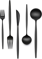 60-Piece 12 Setting Black Silverware, Food-Grade Stainless Steel Flatware Cutlery Set for Home, Office, Restaurant, Hotel