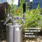 64OZ Mini Keg Growler, Pressurized Home Dispenser System with Self-Closing Design Faucet Keeps Carbonation and Fresh for Homebrew, Craft and Draft Beer