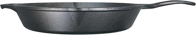 Lodge Seasoned Cast Iron Skillet - PFAS-Free, Non-Toxic Cookware - Use with an Oven, Stove, Grill, or Campfire - Naturally Non-Stick & Oven Safe - 13.25 Inches