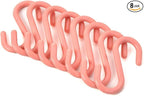 8Pcs Pink S-Shaped Hooks,Plastic Clothes Hangers Multi-Purpose Storage Racks Portable Key Holders, Hanging Bathroom Organizers,Utility Stable Industrial Hooks,Home Storage