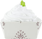 Restaurantware Baking Cup 100 Count 2.9 Inches 6 Ounce Disposable Paper Oven-Safe Baking Mold, Grease-Resistant Floral Design Beige Baking Molds for Cupcakes, Breads and Baking