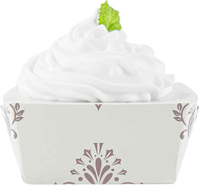 Restaurantware Baking Cup 100 Count 2.9 Inches 6 Ounce Disposable Paper Oven-Safe Baking Mold, Grease-Resistant Floral Design Beige Baking Molds for Cupcakes, Breads and Baking