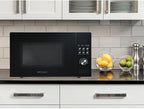 Emerson MW1101B Countertop Microwave Oven with Button Control, LED Display 1000W, 10 Power Levels, 6 Auto Menus, Glass Turntable and Child Safe Lock, 1.1 Cu. Ft., Black