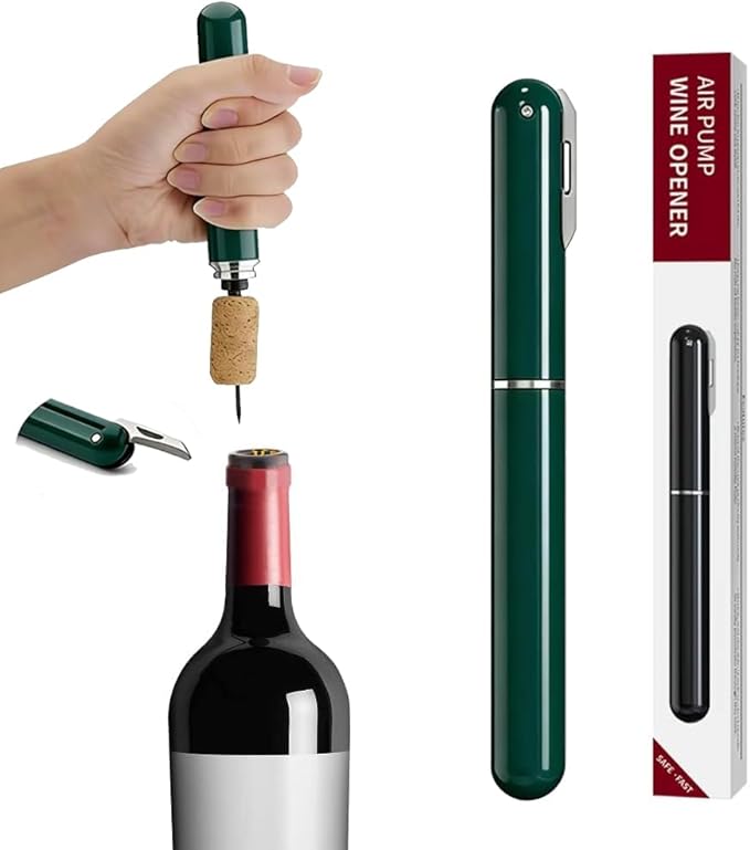 IPEROT Wine Bottle Opener, IPEROT Air Pressure Wine Corkscrew With Cutting Wine Bottle Foil Knife, Effortlessly Open Wine Bottles Without Damaging Corks, Easy-to-Use (Green)