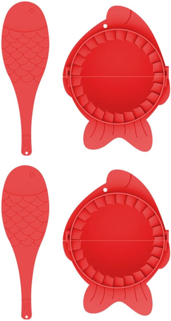 Mikinona Dumplings Maker Molds Set 4pcs Red Dumpling Wrappers Kitchen Gadget Dough Press Tool and Cooking