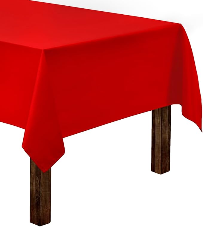 Gee Di Moda Rectangle Tablecloth - 60 x 102 Inch Red Table Cloth for 6 Foot Rectangle Tables - Heavy Duty Washable Fabric - for Holiday Party, Dinner, Weddings, Baby Shower & Events