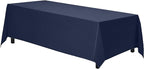 Gee Di Moda Rectangle Tablecloth - 90 x 132 Inch Navy Blue Table Cloth for 6 Foot Tables with Floor-Length Drop - Heavy Duty Washable Fabric for Holiday Party, Dinner, Weddings & Baby Shower
