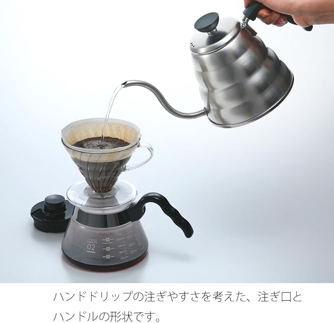 Hario V60 "Buono" Drip Kettle Stovetop Gooseneck Coffee Kettle 700ml, Stainless Steel, Silver