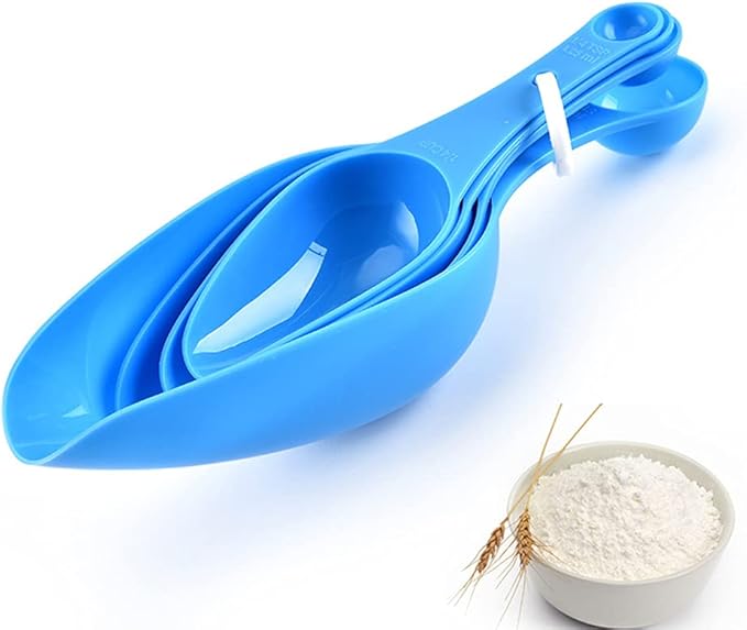 Double Ended Plastic Measuring Scoops & Spoons Set of 4 - Kitchen Scoops for Ice Flour Powder Spice Pet Food - Measuring Tools Great for Dry and Liquid Ingredients (Pink)