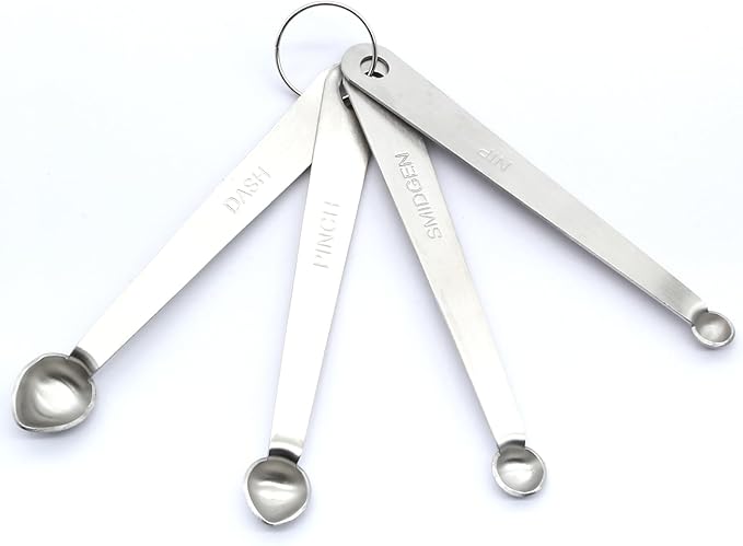 Luomorgo 4 Pc Set Measuring Spoons - Stainless Steel, 1/64, 1/32, 1/16, 1/8 tsp for Dry & Liquid Ingredients
