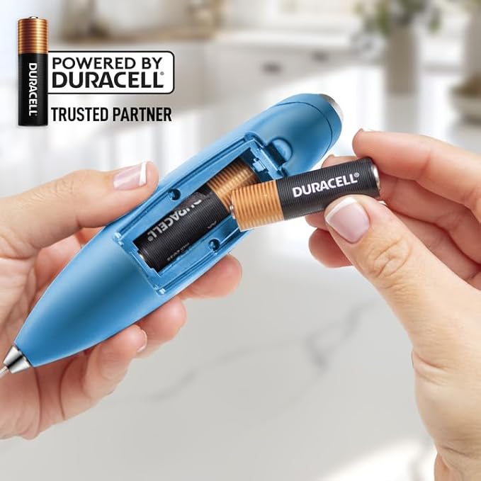 Zulay Kitchen Powerful Milk Frother Wand With 4 AA Duracell Batteries - Ultra Fast Handheld Drink Mixer - Electric Whisk Foam Maker for Coffee, Lattes, Cappuccino, Matcha & Creamer - Metal Blue